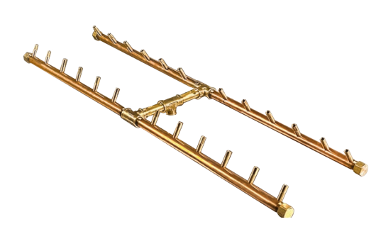 H-Style Brass Burner – 240K BTU Outdoor Gas Burner with WATERSTOP® for 46" x 17" or Larger Rectangular Fire Features