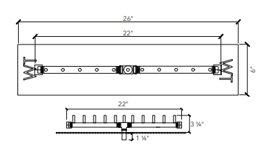 Crossfire 90K BTU Linear Brass Burner - CFBL90 - Rectangular Opening