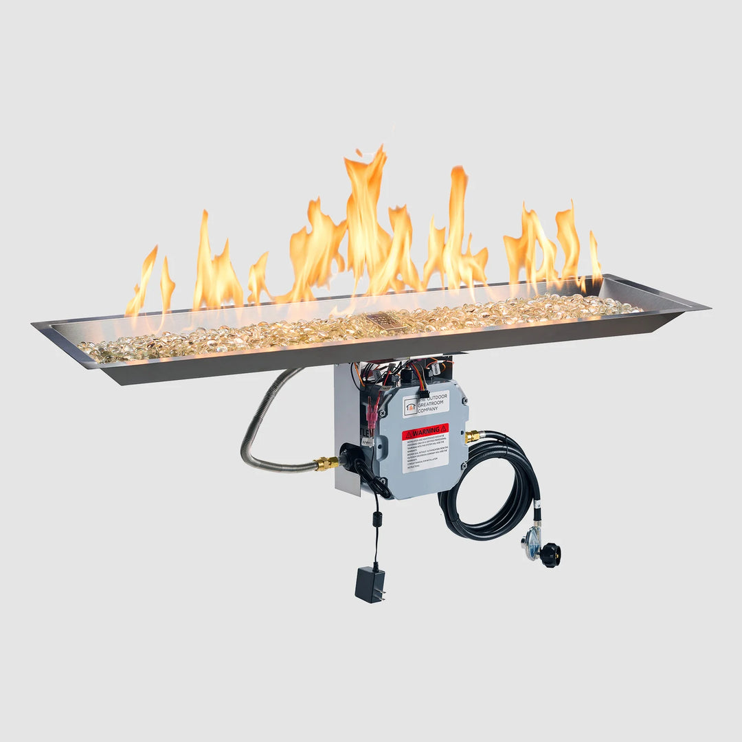 Outdoor GreatRoom 12" x 42" Crystal Fire® Plus Linear Gas Burner with Control Panel
