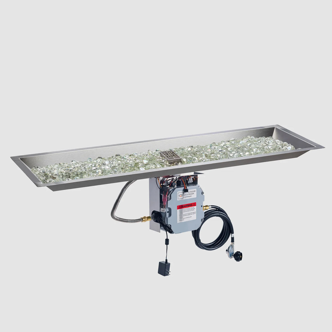 Outdoor GreatRoom 12" x 42" Crystal Fire® Plus Linear Gas Burner with Control Panel