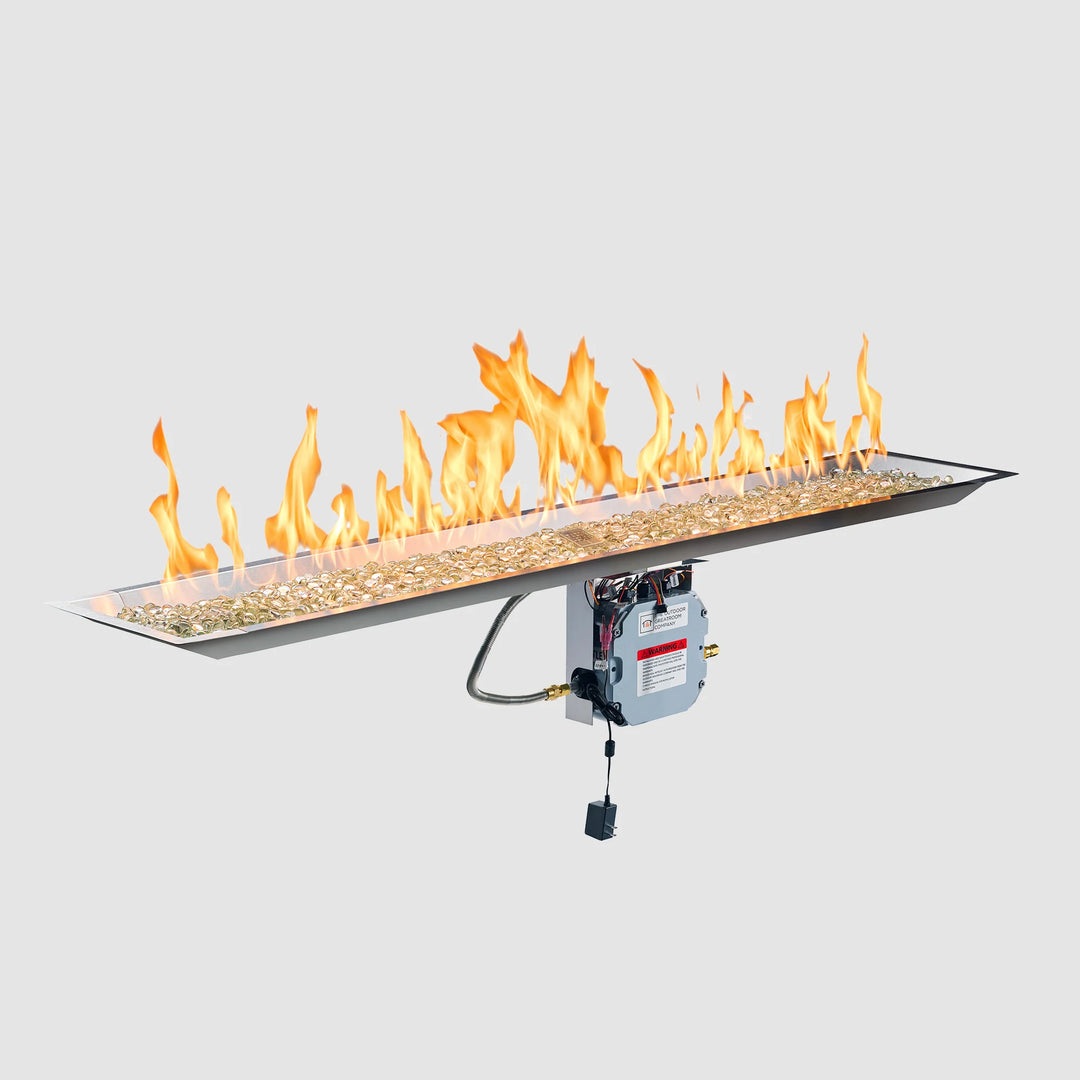 Outdoor GreatRoom 12" x 64" Crystal Fire® Plus Linear Gas Fire Pit Burner