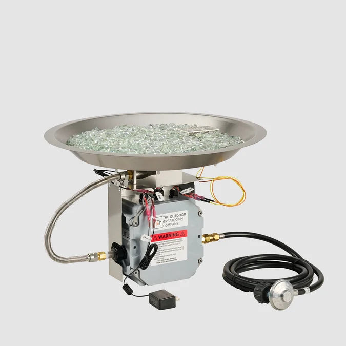 Outdoor GreatRoom 20" Round Crystal Fire® Plus Gas Burner with Control Panel