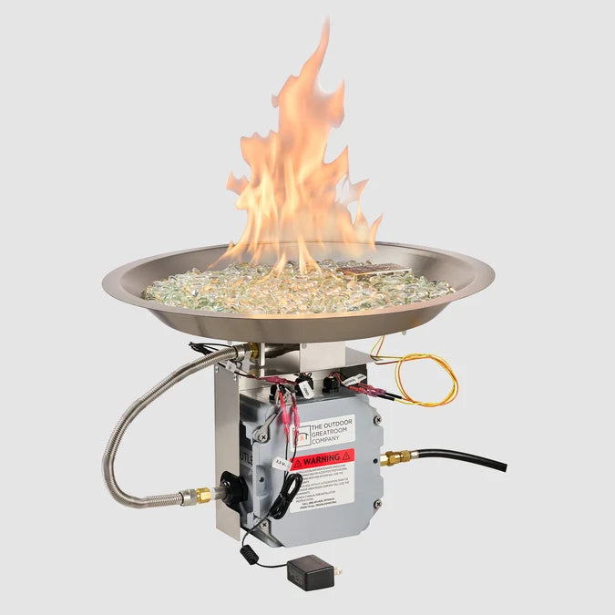 Outdoor GreatRoom 20" Round Crystal Fire® Plus Gas Burner with Control Panel
