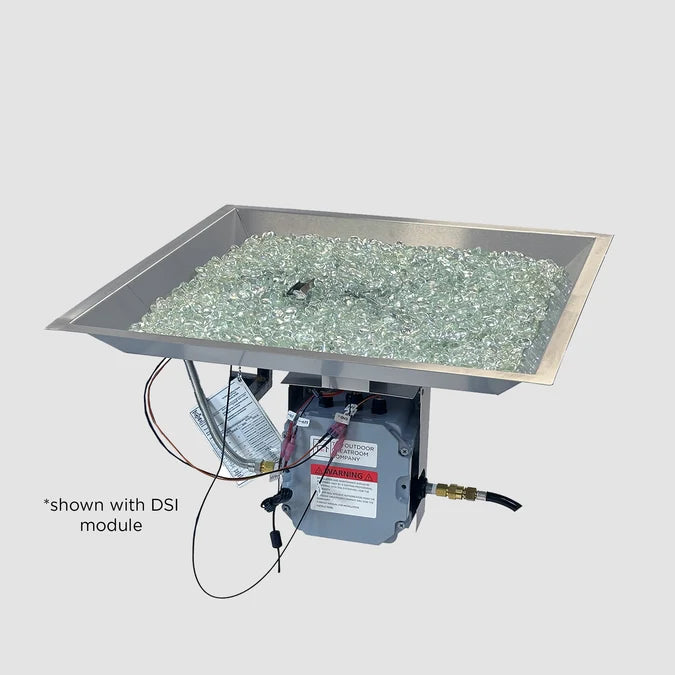 Outdoor GreatRoom 24" x 24" Square Crystal Fire® Plus Gas Burner with Control Panel