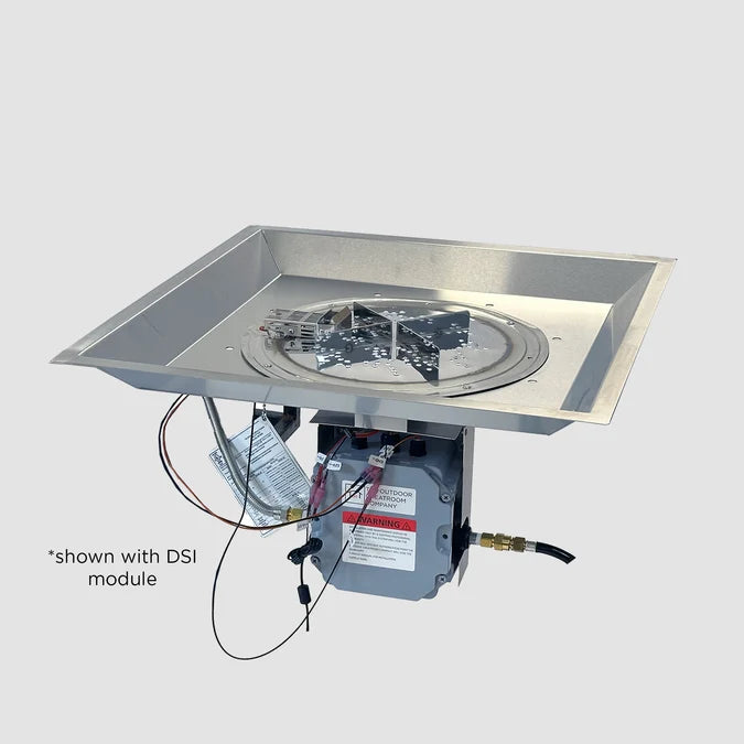 Outdoor GreatRoom 24" x 24" Square Crystal Fire® Plus Gas Burner with Control Panel