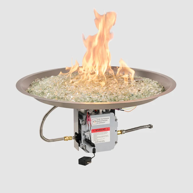 Outdoor GreatRoom 30" Round Crystal Fire® Plus Gas Burner with Control Panel