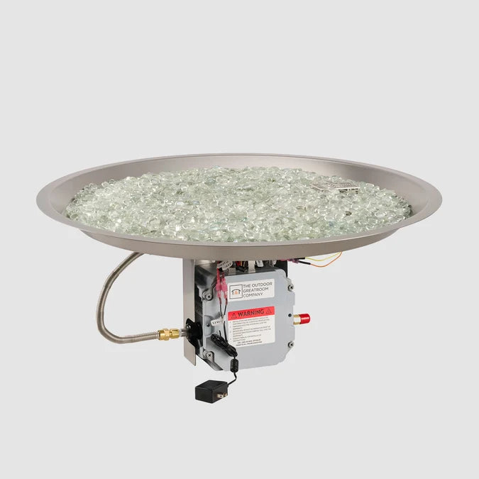 Outdoor GreatRoom 30" Round Crystal Fire® Plus Gas Burner with Control Panel