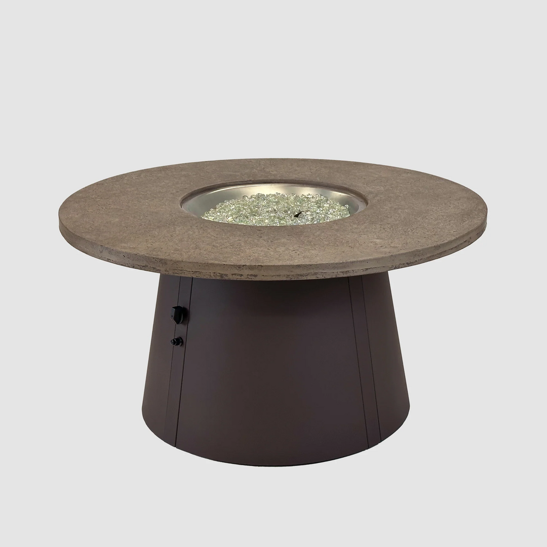 Outdoor GreatRoom Cirvalo 48" Round Gas Fire Pit Table – Fossil Brown Top & Brown Base
