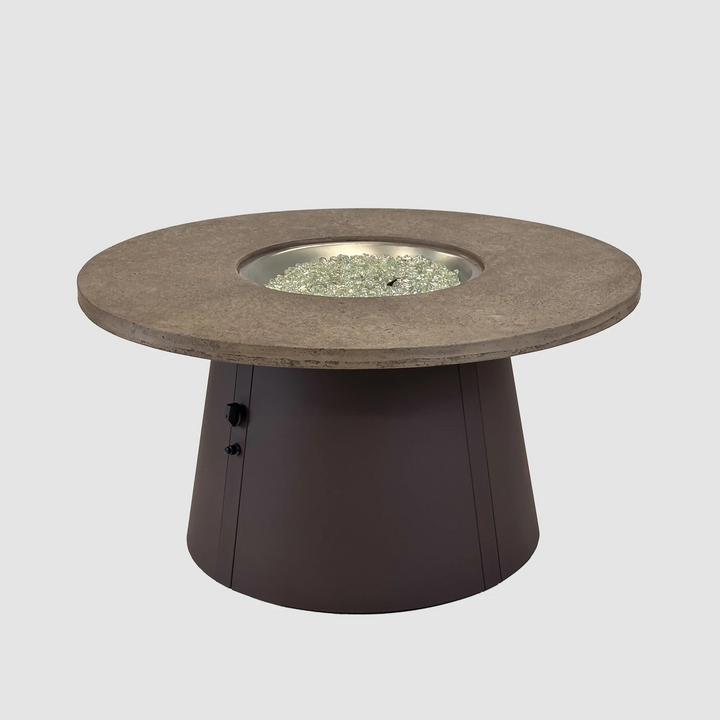 Outdoor GreatRoom Cirvalo 48" Round Gas Fire Pit Table – Fossil Brown Top & Brown Base