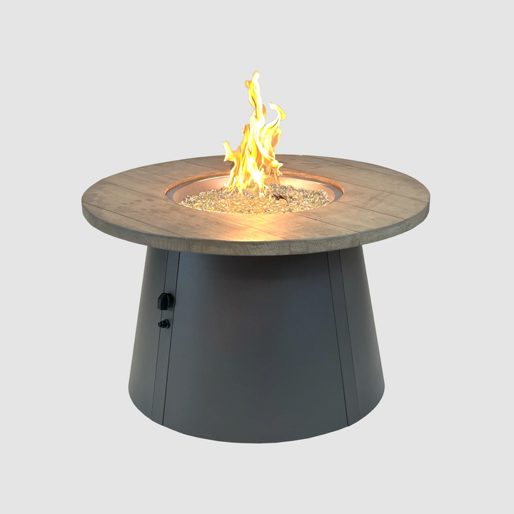 Outdoor GreatRoom Cirvalo 42" Round Gas Fire Pit Table – Smokey Oak Top & Charcoal Grey Base