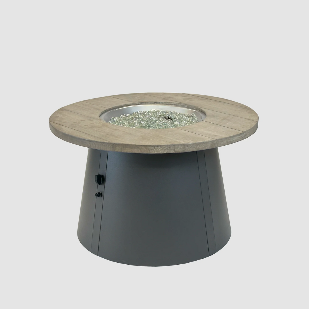 Outdoor GreatRoom Cirvalo 42" Round Gas Fire Pit Table – Smokey Oak Top & Charcoal Grey Base