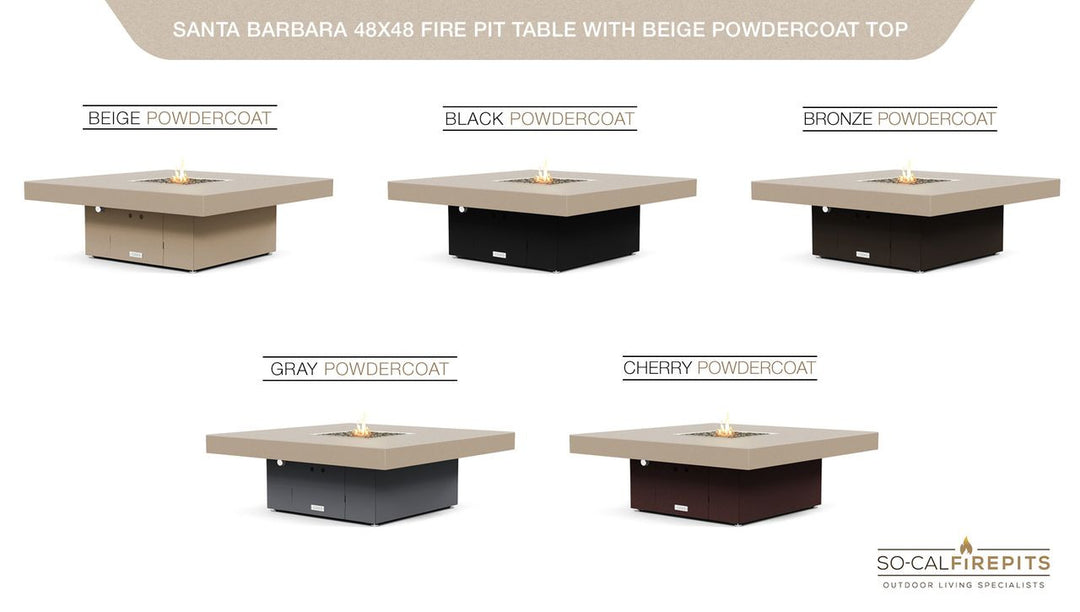 COOKE Santa Barbara Fire Pit Table 48'' x 48" x 17" - Aluminum Top