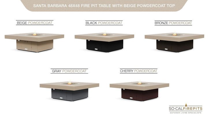 COOKE Santa Barbara Fire Pit Table 48'' x 48" x 17" - Aluminum Top