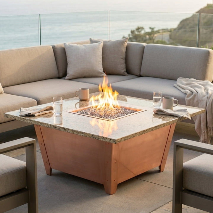 COOKE Newport Fire Pit Table 48" x 48" x 21" - Stone Top