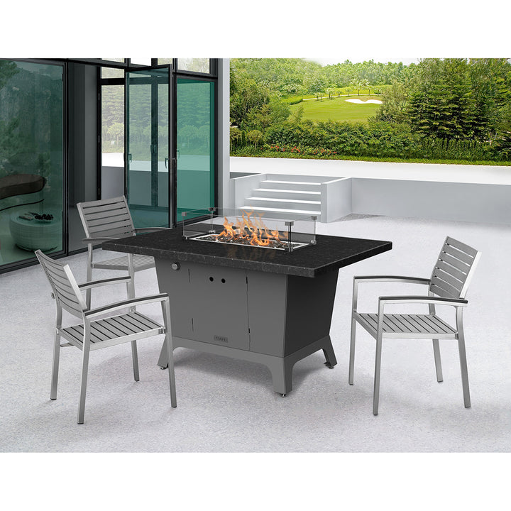 COOKE Palisades Fire Pit Table 52" x 36" x 30" - Stone Top