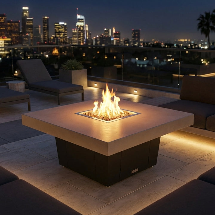 COOKE Parkway Fire Pit Table  48" x 48" x 21"- Beige Aluminum Top