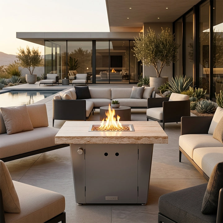 COOKE Parkway Fire Pit Table 30" x 30" x 21" - Stone Top