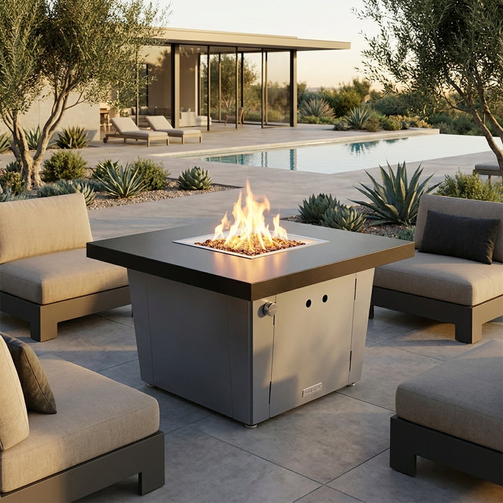COOKE Parkway Fire Pit Table 30" x 30" x 21" - Aluminum Top