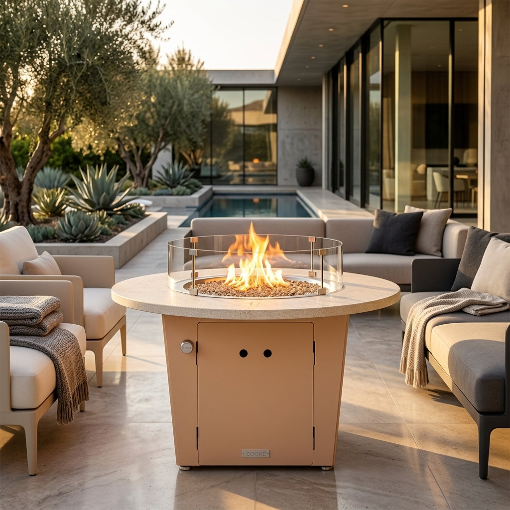 COOKE Parkway Fire Pit Table 38" Dia. x 21" - Stone Top