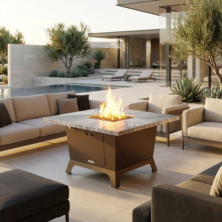 COOKE Parkway Fire Pit Table 44" x 44" x 30" - Aluminum Top