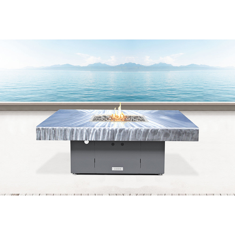 COOKE Santa Barbara Fire Pit Table 48'' x 48" x 17" - Aluminum Top