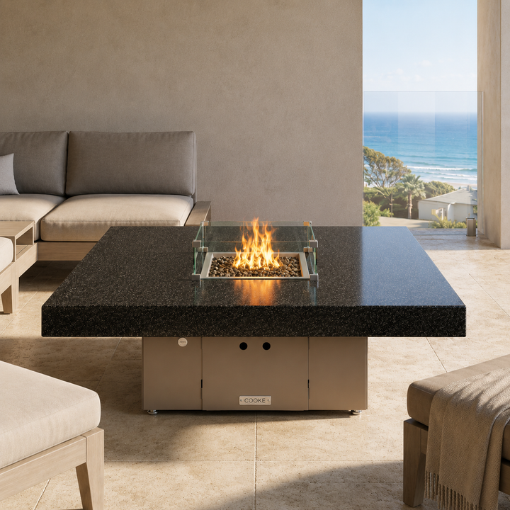 COOKE Santa Barbara Fire Pit Table 48'' x 48" x 17" - Stone Top