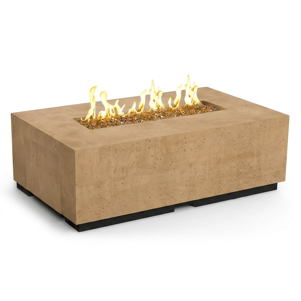 Legend LP Fire Table - 60" x 36" GFRC Outdoor Propane Fire Pit, Coffee-Table Height, 36" Stainless Linear Burner (LP Only, Manual Flame Sensing, Hidden Tank Drawer)