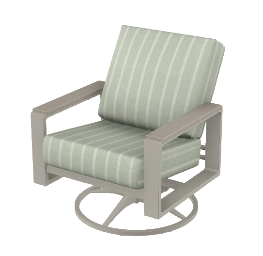 Telescope Casual Larssen Cushion Swivel Rocker Lounge Chair with Polymer Arm Accents
