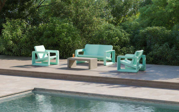 Deck Lounge Chair - Modern Outdoor Resin Lounge Chair for Pool Ledges, Patios & Fire Pits