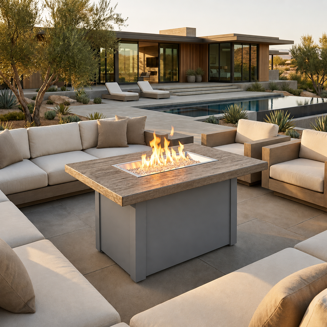 Outdoor GreatRoom Havenwood 44" Driftwood Gas Fire Pit Table – Graphite Grey Base