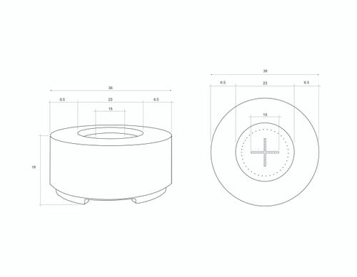 Cilindro 36" Round Fire Bowl – Handcrafted Patina Finish (Propane or Natural Gas)