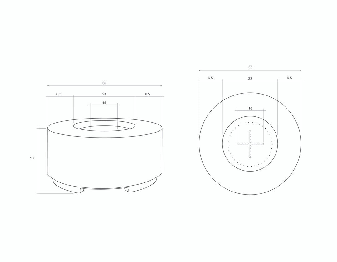Tuscany Cilindro 36" Round Fire Bowl – Modern Outdoor Gas Fire Pit (Lightweight Propane or Natural Gas)