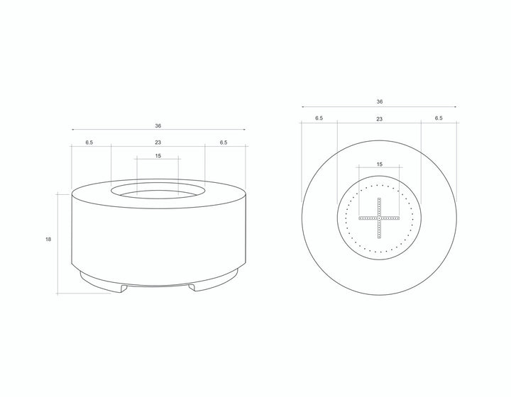 Tuscany Cilindro 36" Round Fire Bowl – Modern Outdoor Gas Fire Pit (Lightweight Propane or Natural Gas)