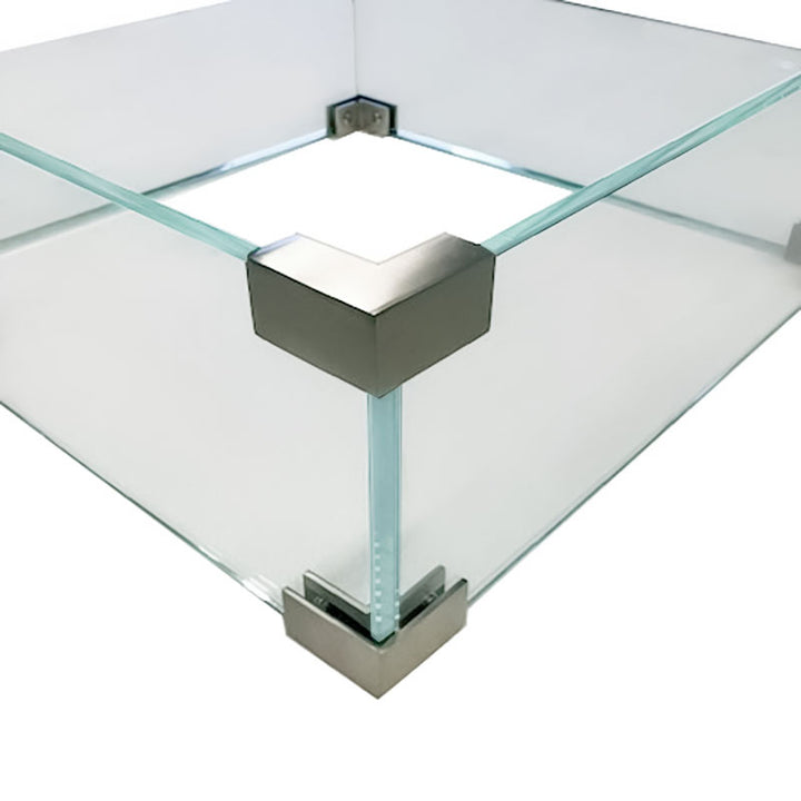 COOKE Custom Commercial Grade Clamped Starphire Ultra-Clear Glass Wind Screen For Any Fire Pit (Glass: 1/2" Thick, 6" Height)