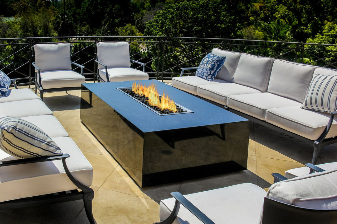 COOKE Famosa Fire Pit Table 60" x 42" x 18" - Stone Top
