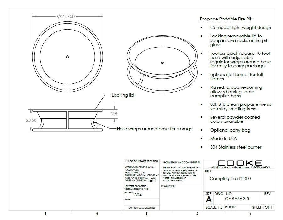 Cooke - LARGE RV Camping Fire Pit