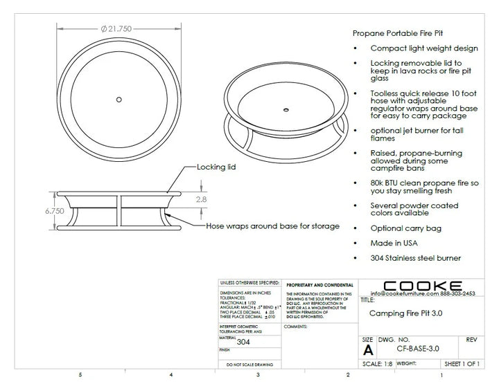 Cooke - LARGE RV Camping Fire Pit