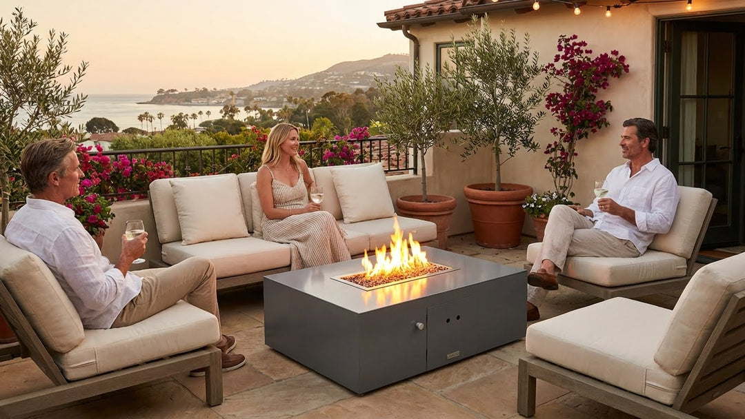 COOKE Costa Mesa Fire Pit Table  47" x 33" x 17" - Aluminum Top