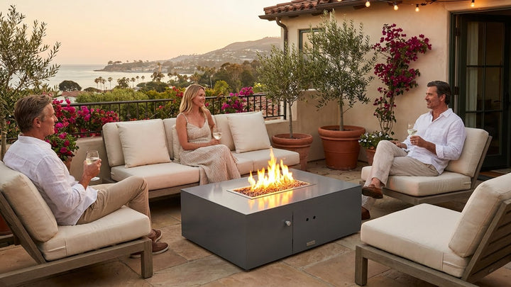 COOKE Costa Mesa Fire Pit Table  47" x 33" x 17" - Aluminum Top