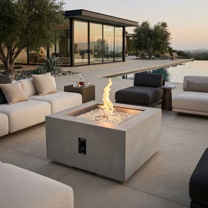 Outdoor GreatRoom Cove 36" Square Concrete Gas Fire Pit Table