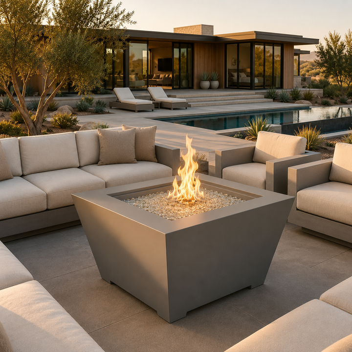 Outdoor GreatRoom Cove 37" Concrete Trapezoid Gas Fire Pit