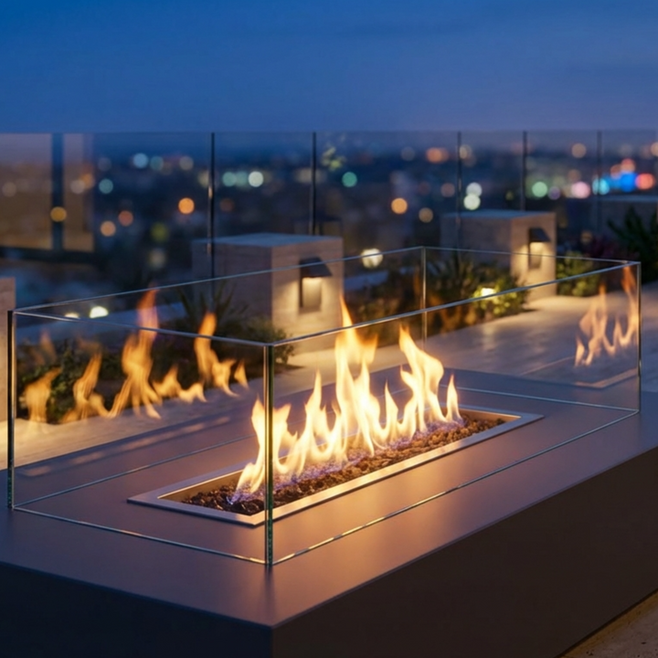 COOKE Custom 3/8"  Bonded Glass Wind Screen For Any Firepit