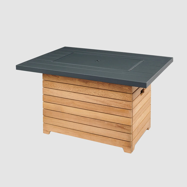 Darien Rectangular Gas Fire Pit Table with Aluminum Top