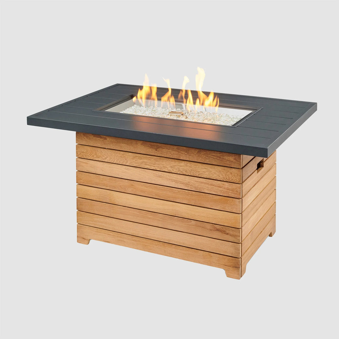 Darien Rectangular Gas Fire Pit Table with Aluminum Top
