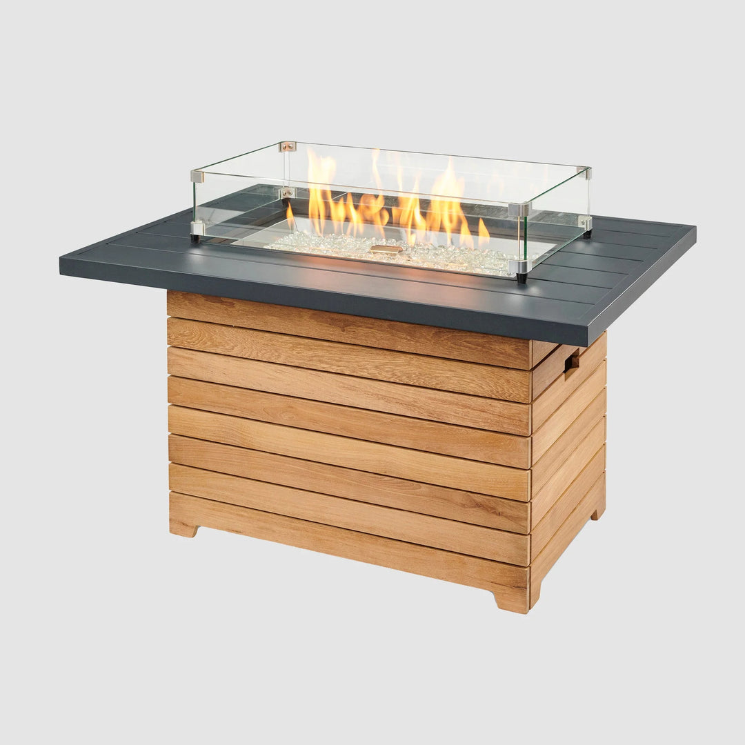 Darien Rectangular Gas Fire Pit Table with Aluminum Top