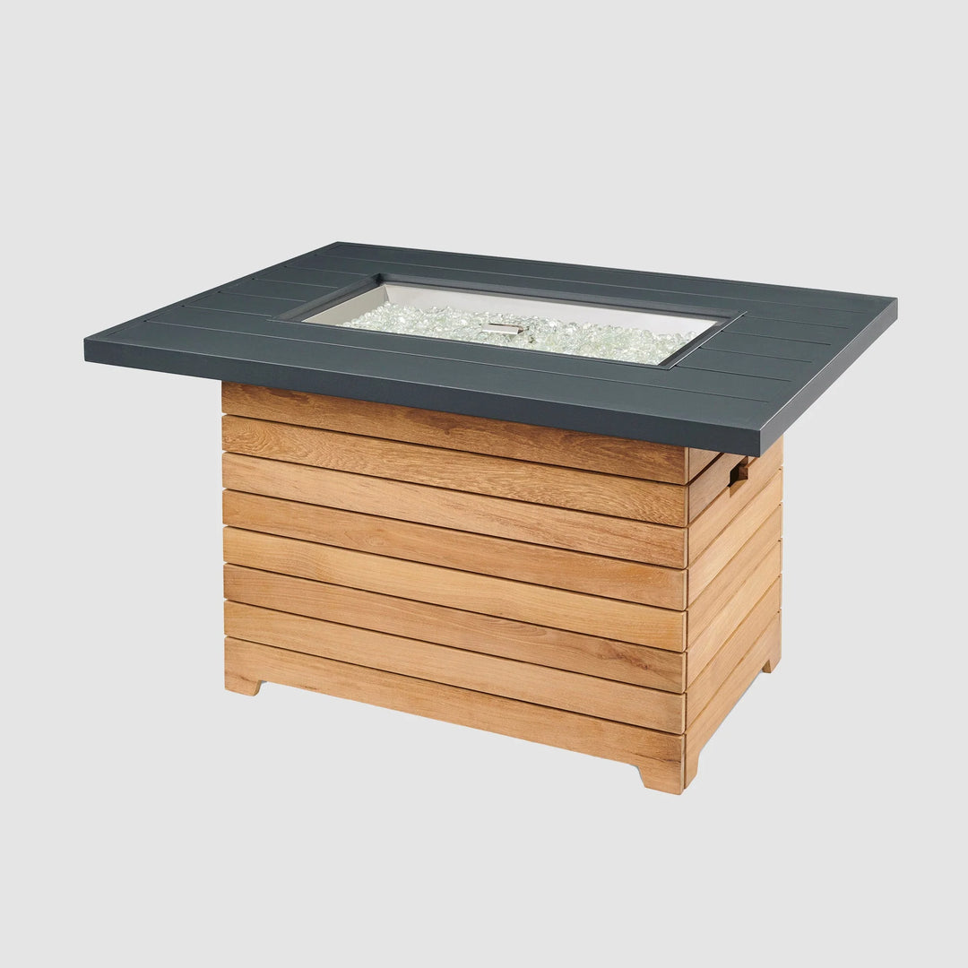 Darien Rectangular Gas Fire Pit Table with Aluminum Top