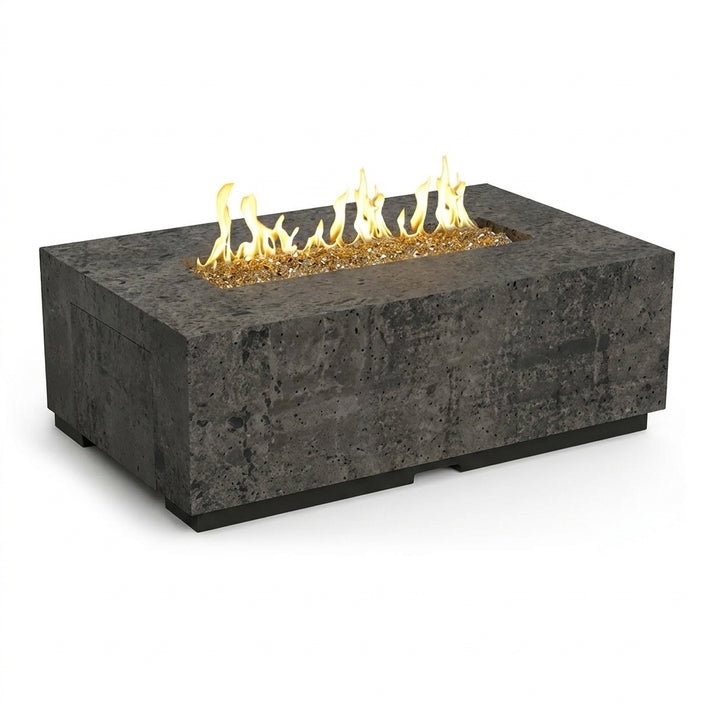 Legend LP Fire Table - 60" x 36" GFRC Outdoor Propane Fire Pit, Coffee-Table Height, 36" Stainless Linear Burner (LP Only, Manual Flame Sensing, Hidden Tank Drawer)