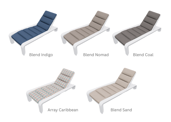Deck Chaise Lounge – Modern In-Pool Chaise with Optional Sunbrella® Cushion, Pillow & 2" Risers