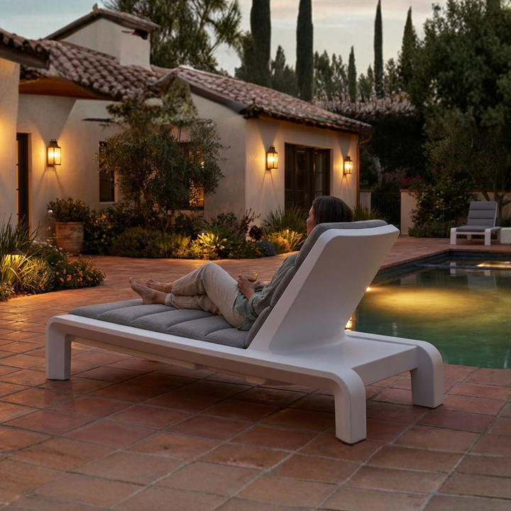 Deck Chaise Sunbrella Cushion - Full-Length Outdoor Chaise Lounge Cushion for Tupelo Deck Chaise