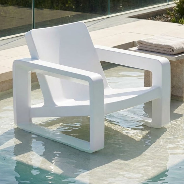 Deck Lounge Chair - Modern Outdoor Resin Lounge Chair for Pool Ledges, Patios & Fire Pits